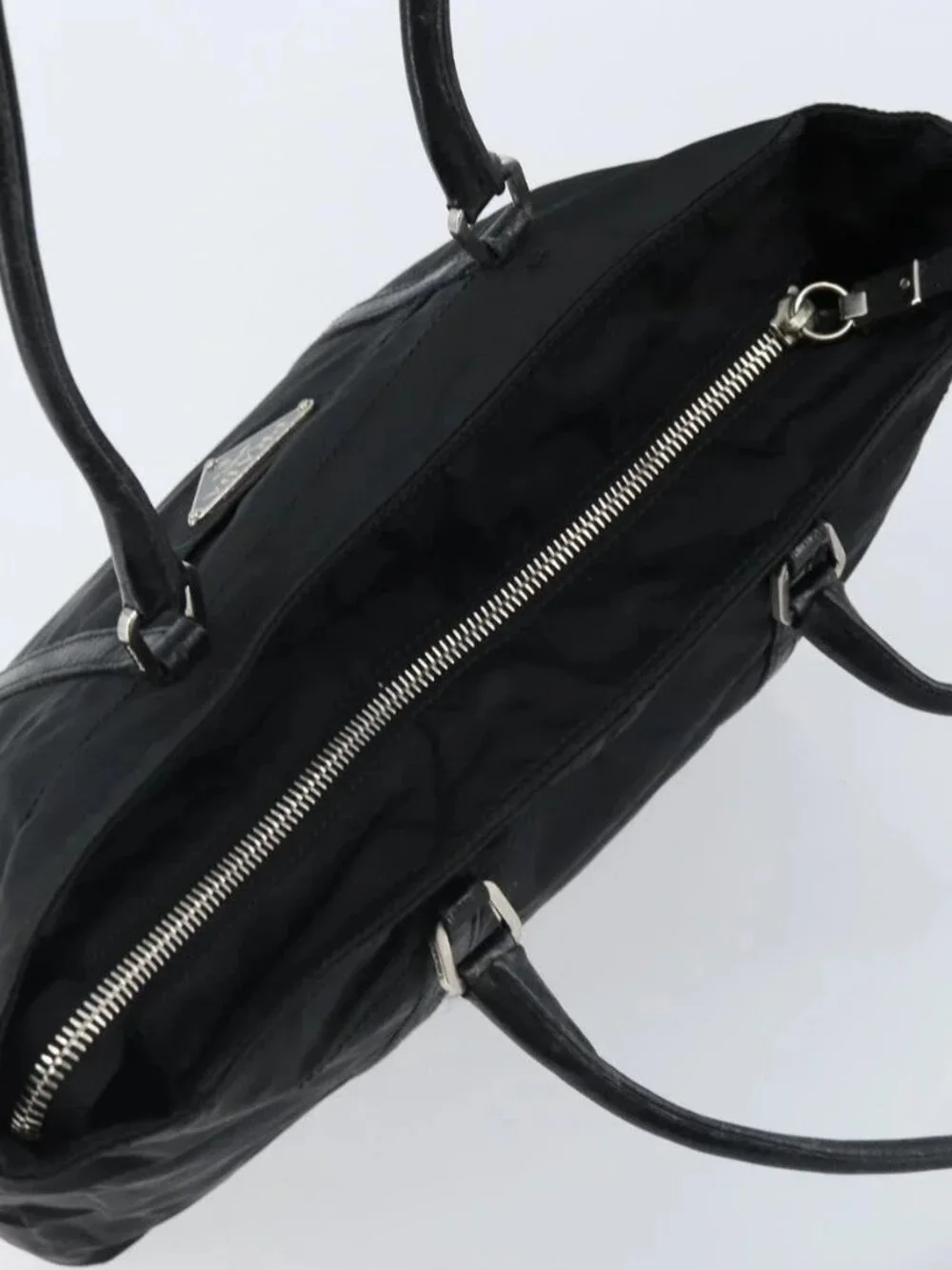 PRADA Tote Bag Nylon Black Silver Auth BA10973 - Picture 6 of 15